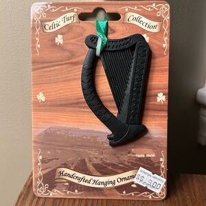 Irish Liffey Artefacts TURF HANGING ORNAMENT -IRIS HARP, New in Package